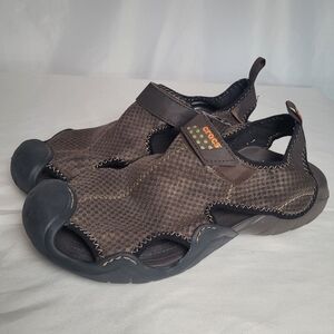 Crocs Men's Size 13 Brown Swiftwater Mesh Deck Slip On Sandals